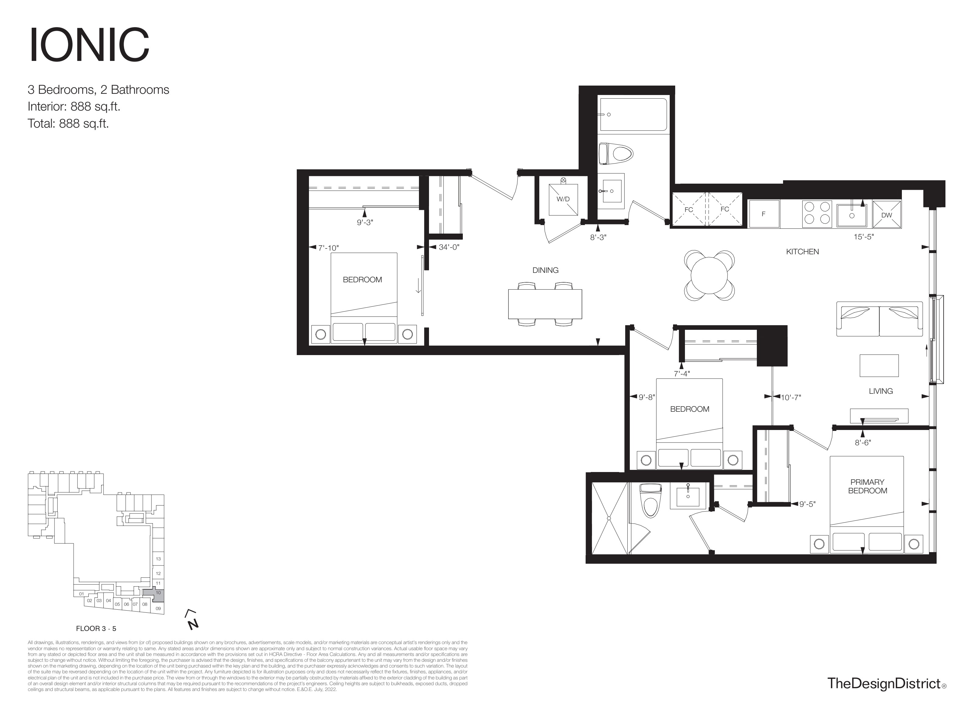 Ionic 3 Bed floorplan (locked) at Design District Condos Hamilton — 41 Wilson St W