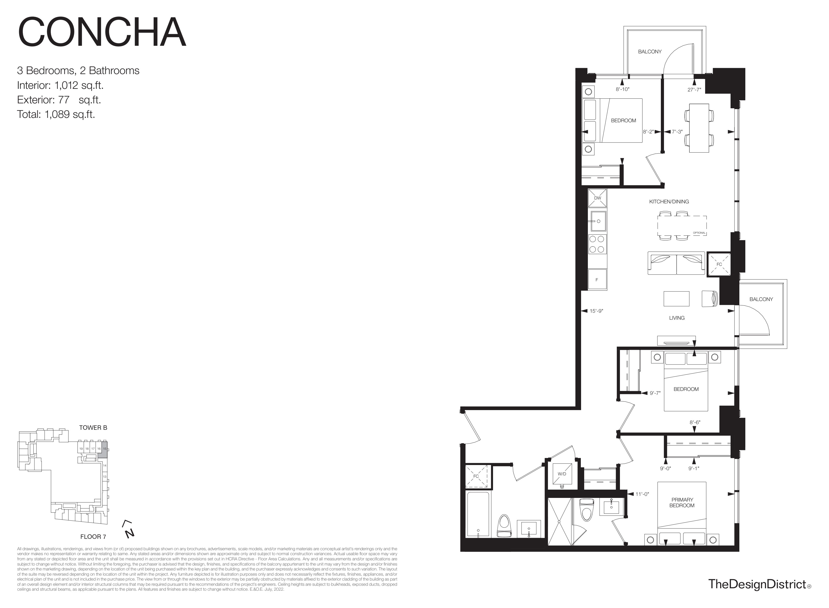 Concha 3 Bed floorplan (locked) at Design District Condos Hamilton — 41 Wilson St W