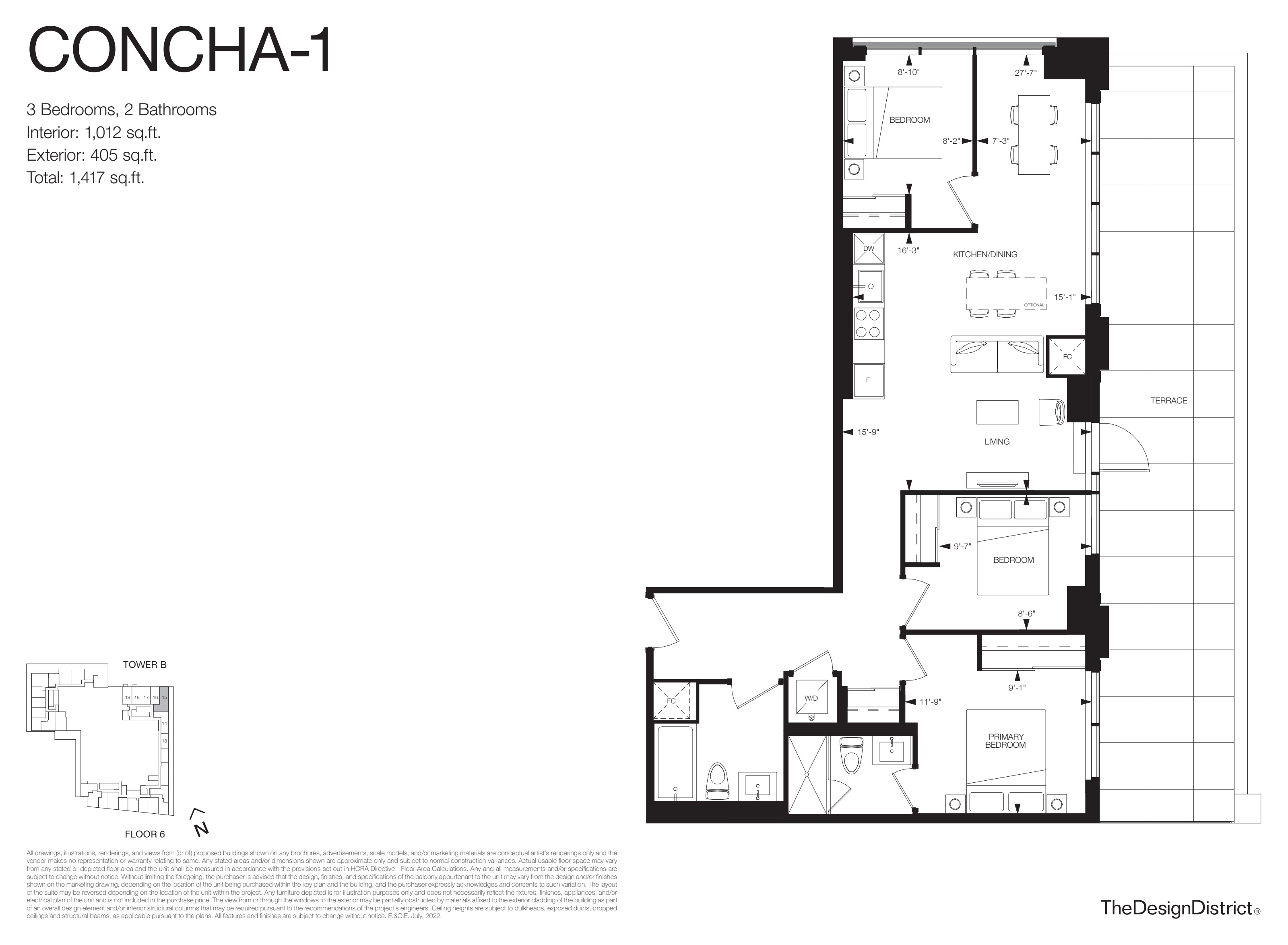 Concha-1 3 Bed floorplan (locked) at Design District Condos Hamilton — 41 Wilson St W