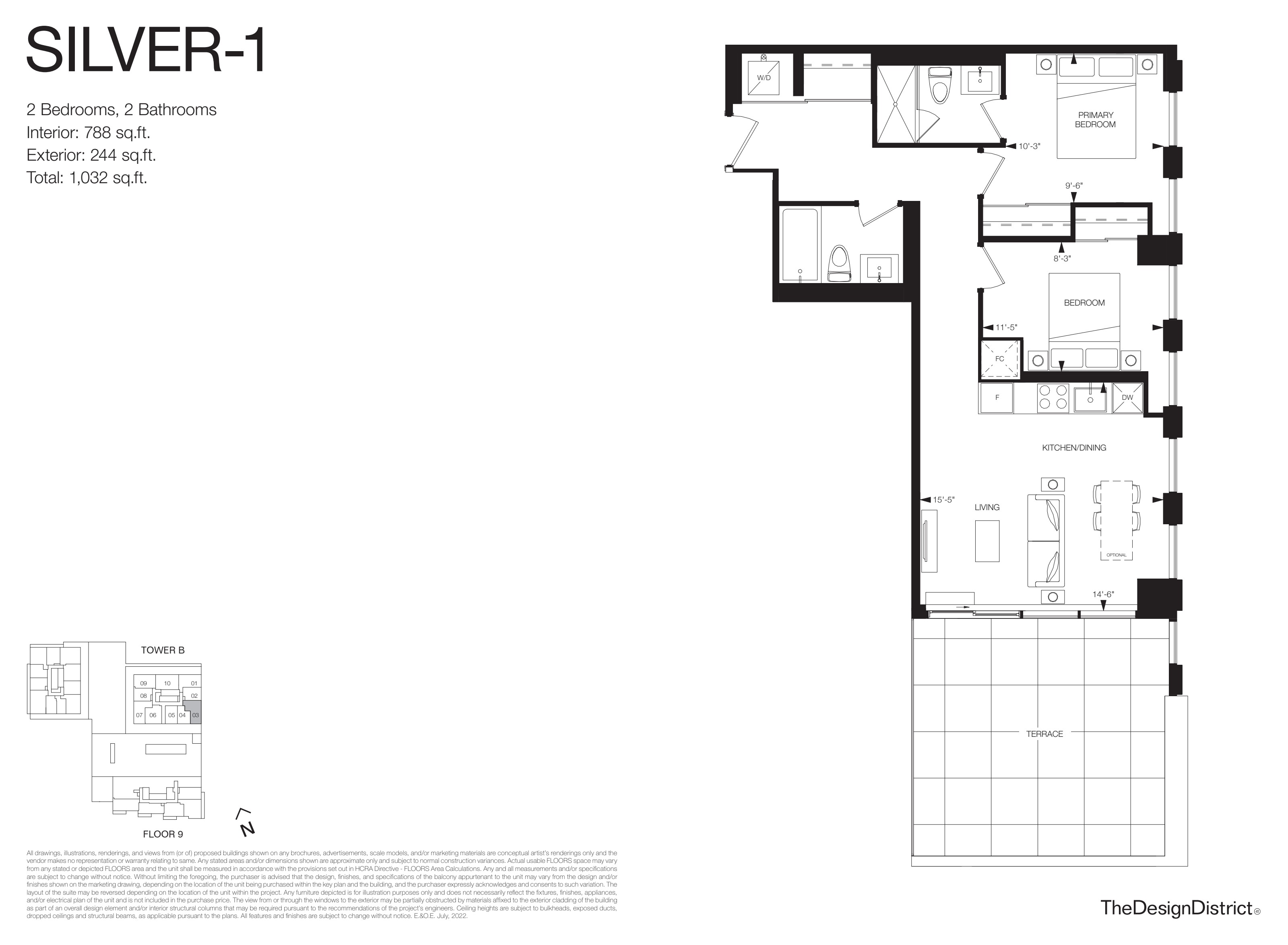 Silver-1 2 Bed floorplan (locked) at Design District Condos Hamilton — 41 Wilson St W