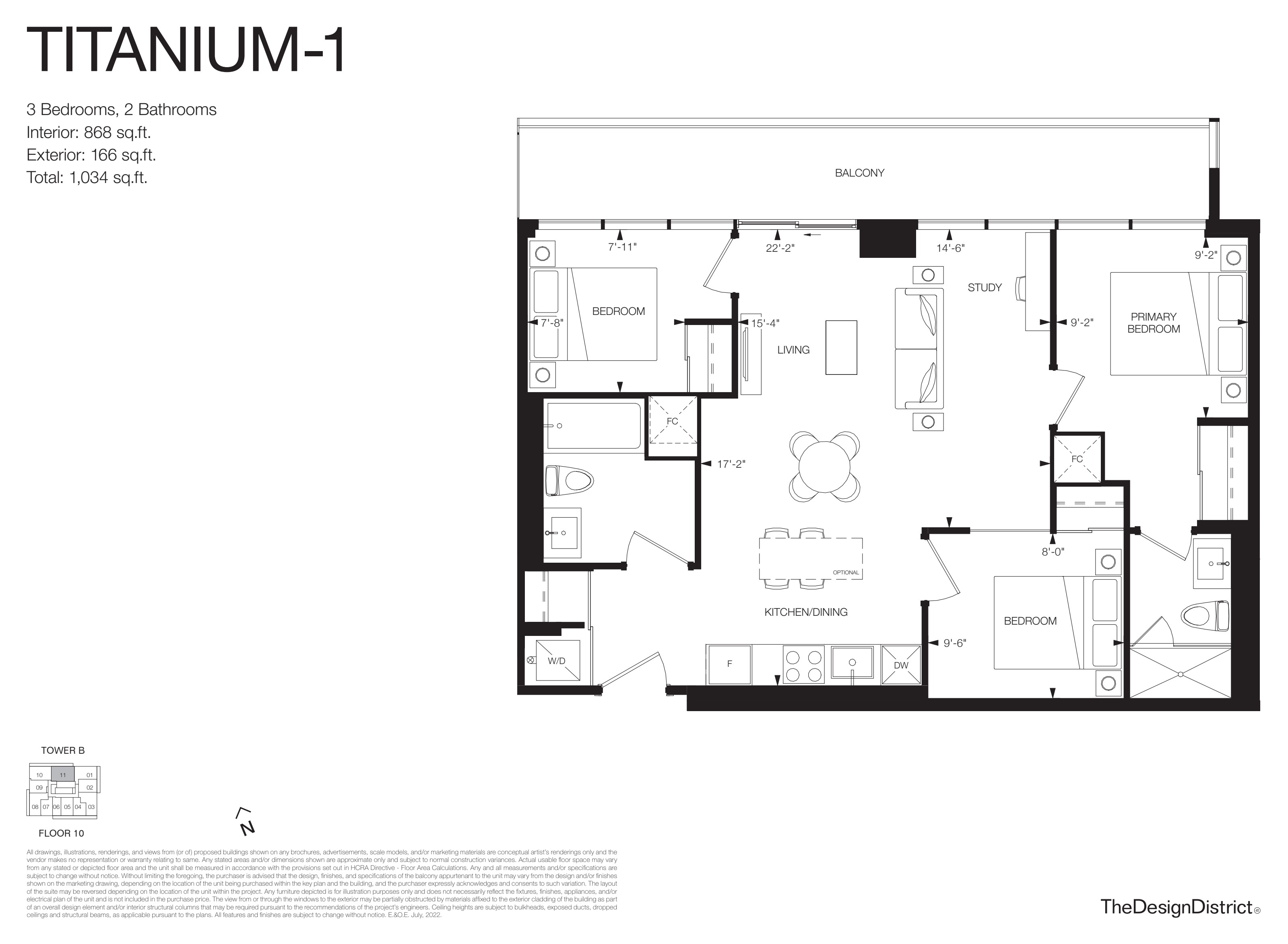 Titanium-1 3 Bed floorplan (locked) at Design District Condos Hamilton — 41 Wilson St W